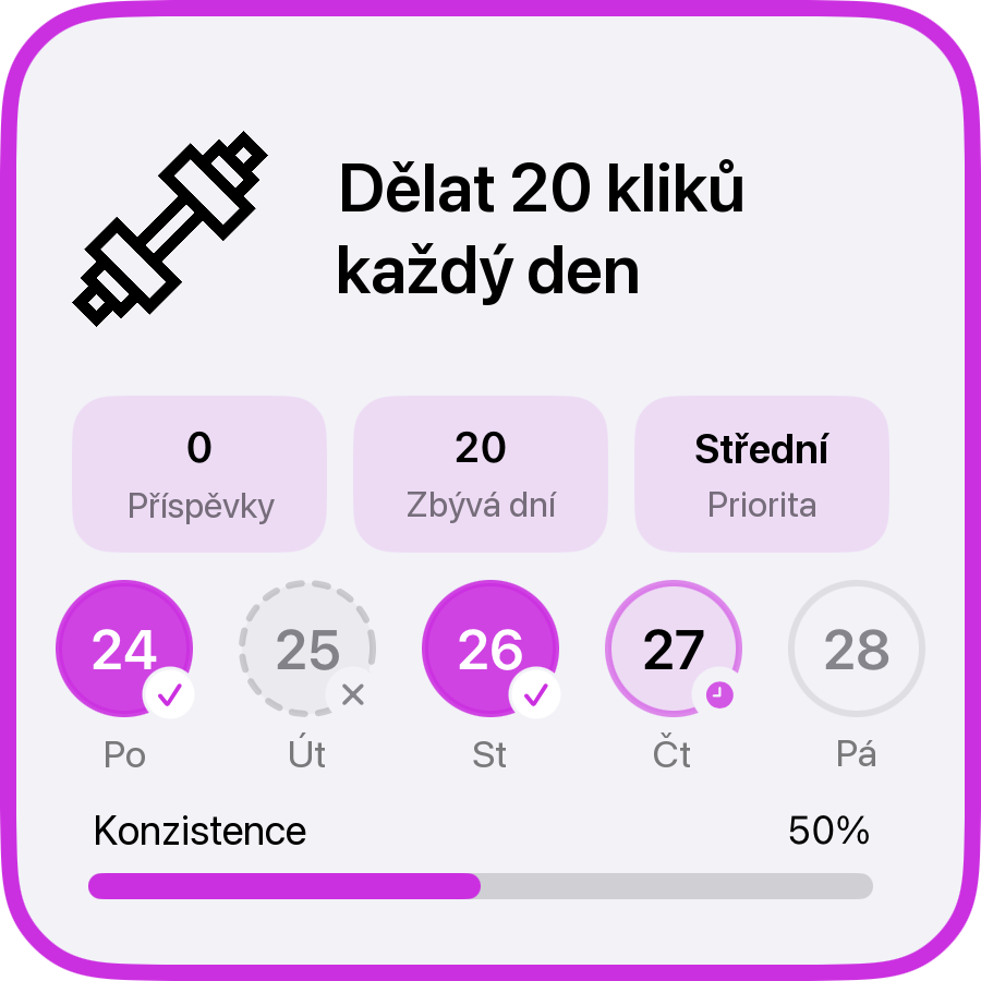 Pravidelný cíl ve SmartGoals — kliky